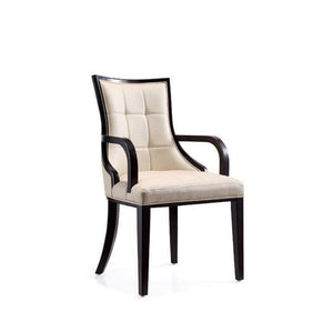Manhattan Comfort Fifth Avenue Traditional Dining Armchair Cream and Walnut DC008AR-CR