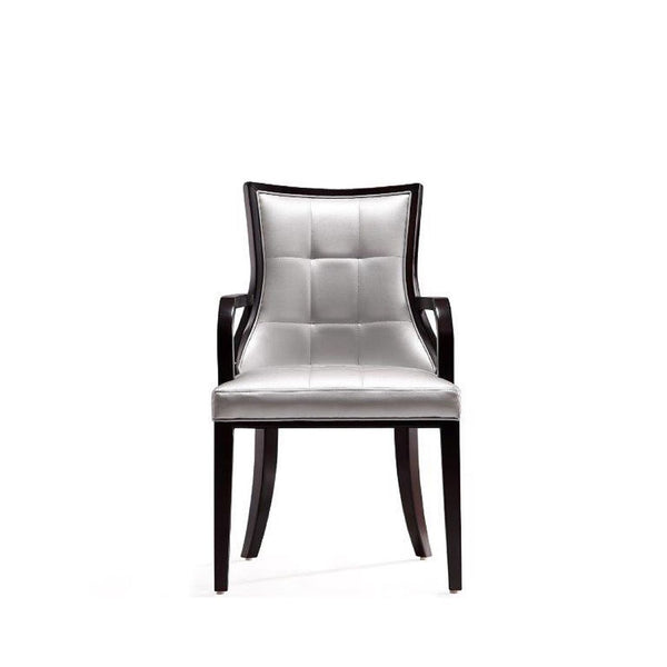 Manhattan Comfort Fifth Avenue Traditional Dining Armchair Silver and Walnut DC008AR-SV