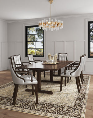 Manhattan Comfort Fifth Avenue Traditional Dining Armchair Silver and Walnut DC008AR-SV