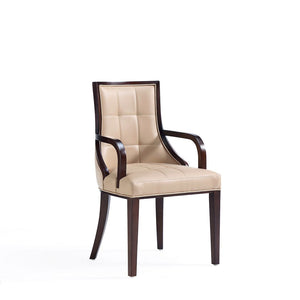 Fifth Avenue Faux Leather Dining Armchair in Tan and Walnut DC008AR-TN Manhattan Comfort