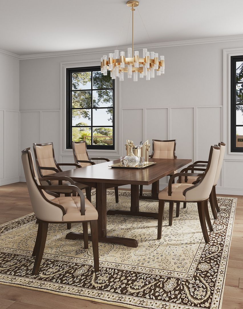 Fifth Avenue Faux Leather Dining Armchair in Tan and Walnut DC008AR-TN Manhattan Comfort