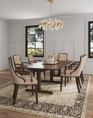 Fifth Avenue Faux Leather Dining Armchair in Tan and Walnut DC008AR-TN Manhattan Comfort