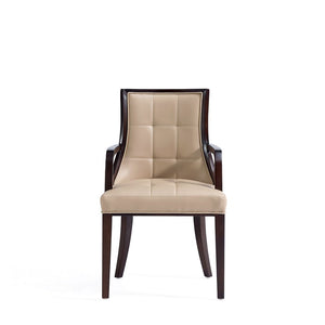 Fifth Avenue Faux Leather Dining Armchair in Tan and Walnut DC008AR-TN Manhattan Comfort