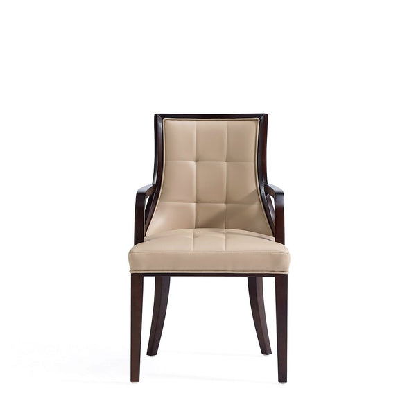 Fifth Avenue Faux Leather Dining Armchair in Tan and Walnut DC008AR-TN Manhattan Comfort