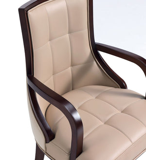 Fifth Avenue Faux Leather Dining Armchair in Tan and Walnut DC008AR-TN Manhattan Comfort