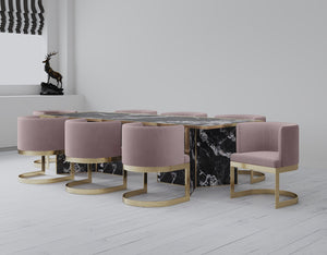 Aura Dining Chair in Blush and Polished Brass DC026-BH Manhattan Comfort