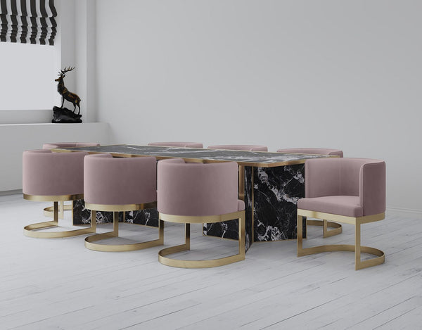 Aura Dining Chair in Blush and Polished Brass DC026-BH Manhattan Comfort