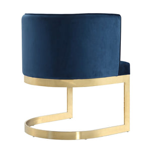 Manhattan Comfort Aura Modern Dining Chair Royal Blue and Polished Brass DC026-BL