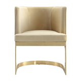 Manhattan Comfort Aura Modern Dining Chair Sand and Polished Brass DC026-SD