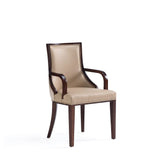 Grand Faux Leather Dining Armchair in Tan with Beech Wood Frame DC048AR-TN Manhattan Comfort