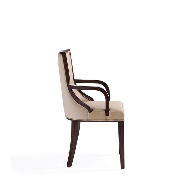 Grand Faux Leather Dining Armchair in Tan with Beech Wood Frame DC048AR-TN Manhattan Comfort