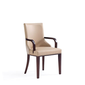 Shubert Faux Leather and Velvet Dining Armchair in Tan DC055AR-TN Manhattan Comfort