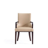 Shubert Faux Leather and Velvet Dining Armchair in Tan DC055AR-TN Manhattan Comfort