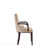 Shubert Faux Leather and Velvet Dining Armchair in Tan DC055AR-TN Manhattan Comfort