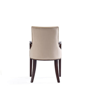 Shubert Faux Leather and Velvet Dining Armchair in Tan DC055AR-TN Manhattan Comfort