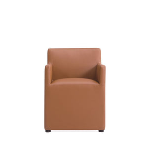 Anna Square Faux Leather Dining Armchair in Saddle DC058AR-SA Manhattan Comfort