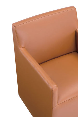 Anna Square Faux Leather Dining Armchair in Saddle DC058AR-SA Manhattan Comfort