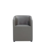 Anna Round Faux Leather Dining Armchair in Pewter DC059AR-PE Manhattan Comfort