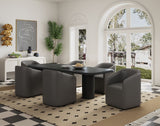 Anna Round Faux Leather Dining Armchair in Pewter DC059AR-PE Manhattan Comfort