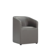 Anna Round Faux Leather Dining Armchair in Pewter DC059AR-PE Manhattan Comfort