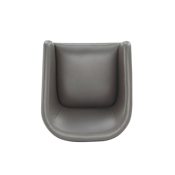 Anna Round Faux Leather Dining Armchair in Pewter DC059AR-PE Manhattan Comfort