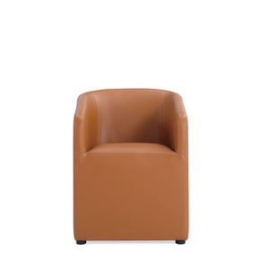 Anna Round Faux Leather Dining Armchair in Saddle DC059AR-SA Manhattan Comfort