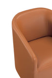 Anna Round Faux Leather Dining Armchair in Saddle DC059AR-SA Manhattan Comfort