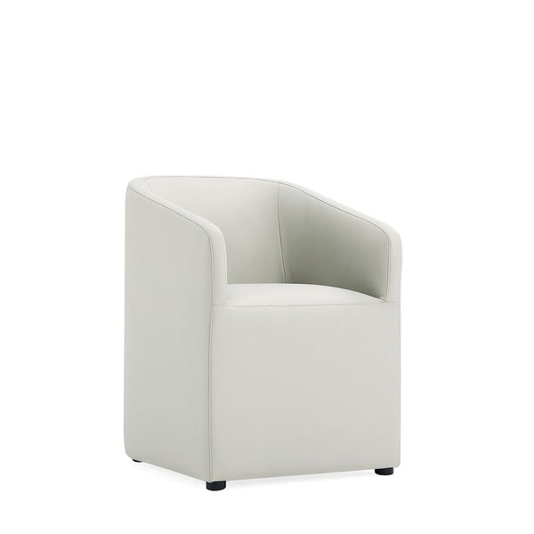 Anna Round Faux Leather Dining Armchair in Light Stone Grey DC059AR-ST Manhattan Comfort