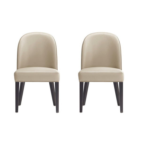 Manhattan Comfort Hillman Sand Leatherette & Velvet Dining Chairs - Stylish Comfort With Beech Wood Legs, Set Of 2 Sand Beech Wood Dc087-sd