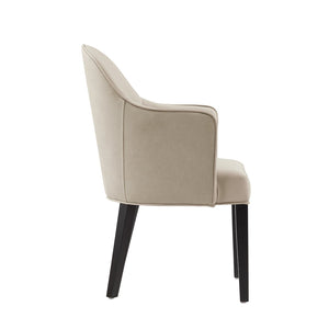 Manhattan Comfort Hillman Dining Armchair: Premium Leatherette & Velvet Design With Elegant Beech Wood Legs Sand Beech Wood Dc087ar2-sd