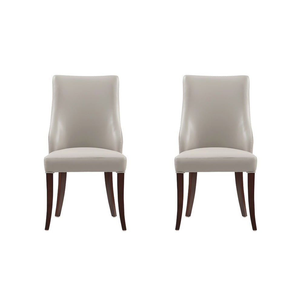 Manhattan Comfort Connie Elegant Leatherette And Velvet Dining Chairs With Beech Wood Legs For Luxurious Comfort Set Of 2 Light Grey Beech Wood Dc095-lg