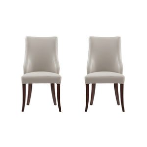 Manhattan Comfort Connie Elegant Leatherette And Velvet Dining Chairs With Beech Wood Legs For Luxurious Comfort Set Of 2 Light Grey Beech Wood Dc095-lg