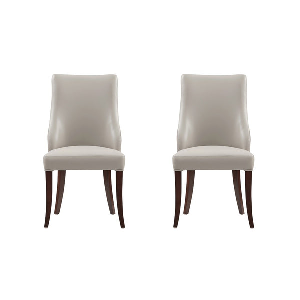 Manhattan Comfort Connie Elegant Leatherette And Velvet Dining Chairs With Beech Wood Legs For Luxurious Comfort Set Of 2 Light Grey Beech Wood Dc095-lg
