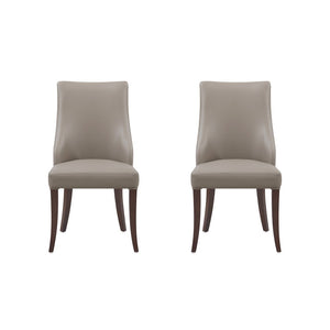 Manhattan Comfort Connie Elegant Leatherette And Velvet Dining Chairs With Beech Wood Legs For Luxurious Comfort Set Of 2 Taupe Beech Wood Dc095-tp