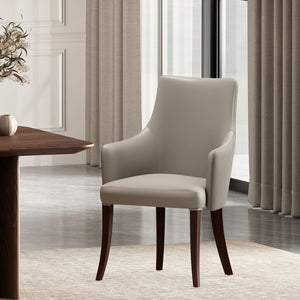 Manhattan Comfort Connie Velvet And Leatherette Dining Armchair With Elegant Beech Wood Legs For Sophisticated Dining Light Grey Beech Wood Dc095ar-lg