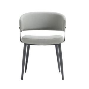 Manhattan Comfort Luce Sculptural Textured Leatherette Dining Chair With Modern Metal Legs For Stylish Comfort Stone Grey Metal Dc097-gy