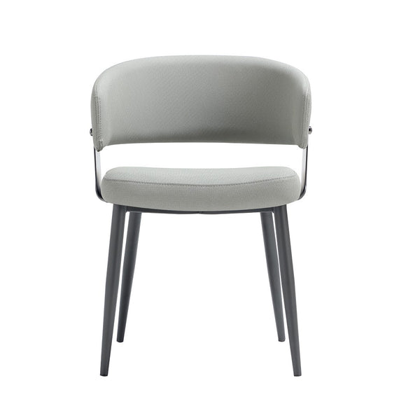 Manhattan Comfort Luce Sculptural Textured Leatherette Dining Chair With Modern Metal Legs For Stylish Comfort Stone Grey Metal Dc097-gy