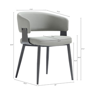 Manhattan Comfort Luce Sculptural Textured Leatherette Dining Chair With Modern Metal Legs For Stylish Comfort Stone Grey Metal Dc097-gy