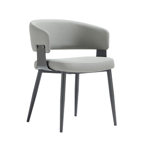 Manhattan Comfort Luce Sculptural Textured Leatherette Dining Chair With Modern Metal Legs For Stylish Comfort Stone Grey Metal Dc097-gy