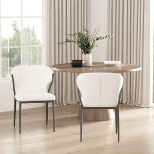 Manhattan Comfort Kirsten Leatherette Dining Chair Set Of 2 - Sculptural Design With Plush Comfort And Metal Frame White Beech Wood Dc098-wh
