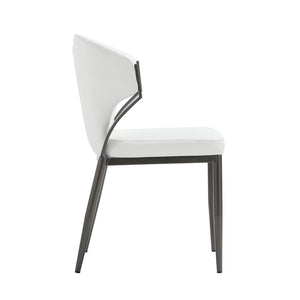 Manhattan Comfort Kirsten Leatherette Dining Chair Set Of 2 - Sculptural Design With Plush Comfort And Metal Frame White Beech Wood Dc098-wh