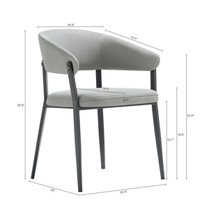 Manhattan Comfort Belle Textured Leatherette Dining Chair With Sleek Metal Legs For Everyday Comfort And Style Stone Grey Metal Dc099-gy