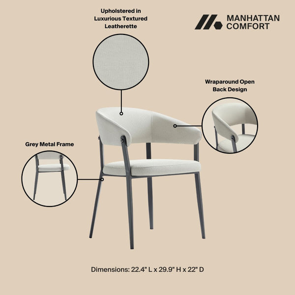 Manhattan Comfort Belle Textured Leatherette Dining Chair With Sleek Metal Legs For Everyday Comfort And Style Oatmeal Metal Dc099-ot