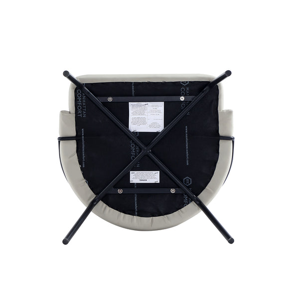 Manhattan Comfort Gracie Leatherette Dining Chair Set With Stylish Steel Legs For Modern Elegance In Any Space Stone And Black Steel Dc100-bst