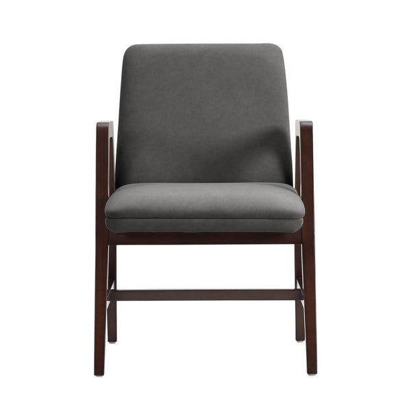 Manhattan Comfort Stella Velvet Dining Armchair With Elegant Beech Wood Legs - Modern Mid-century Comfort Design Graphite Beech Wood Dc101ar-gy