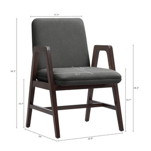 Manhattan Comfort Stella Velvet Dining Armchair With Elegant Beech Wood Legs - Modern Mid-century Comfort Design Graphite Beech Wood Dc101ar-gy
