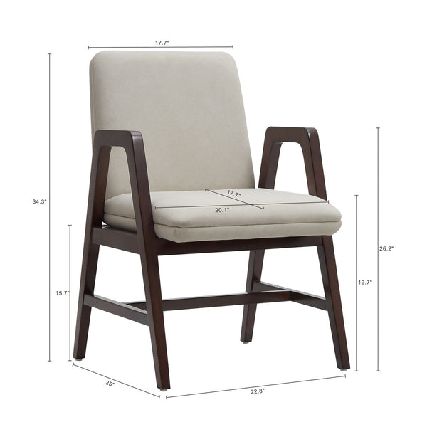 Manhattan Comfort Stella Velvet Dining Armchair With Elegant Beech Wood Legs - Modern Mid-century Comfort Design Champagne Beech Wood Dc101ar-om