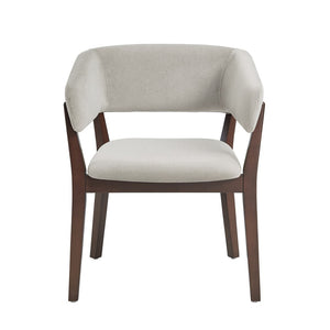 Manhattan Comfort Blake Faux Mohair Dining Armchair With Beech Wood Legs - Sculptural Elegance & Refined Comfort Greige Beech Wood Dc102ar-ge