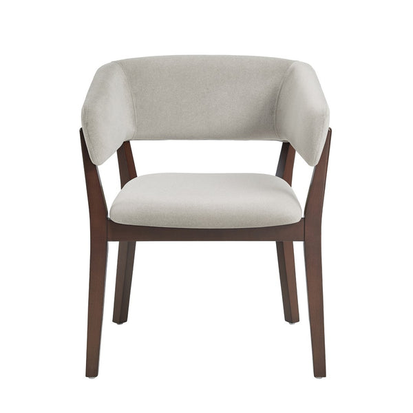 Manhattan Comfort Blake Faux Mohair Dining Armchair With Beech Wood Legs - Sculptural Elegance & Refined Comfort Greige Beech Wood Dc102ar-ge