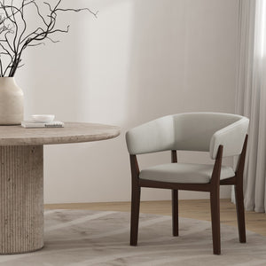 Manhattan Comfort Blake Faux Mohair Dining Armchair With Beech Wood Legs - Sculptural Elegance & Refined Comfort Greige Beech Wood Dc102ar-ge